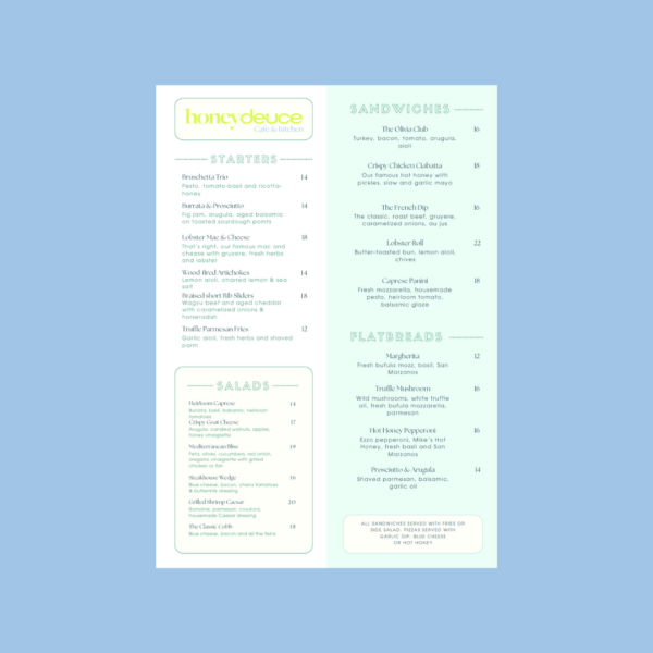 Honeydeuce | Canva Menu Templates | Cafe & Restaurant Menus - Image 3